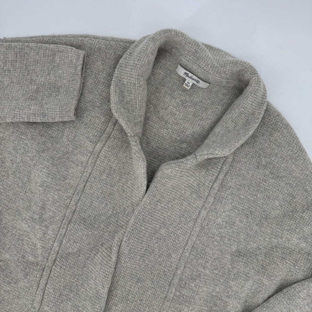 Madewell Heather Gray Merino Wool Blend Shawl Collar Cardigan Sweater J9837 XS